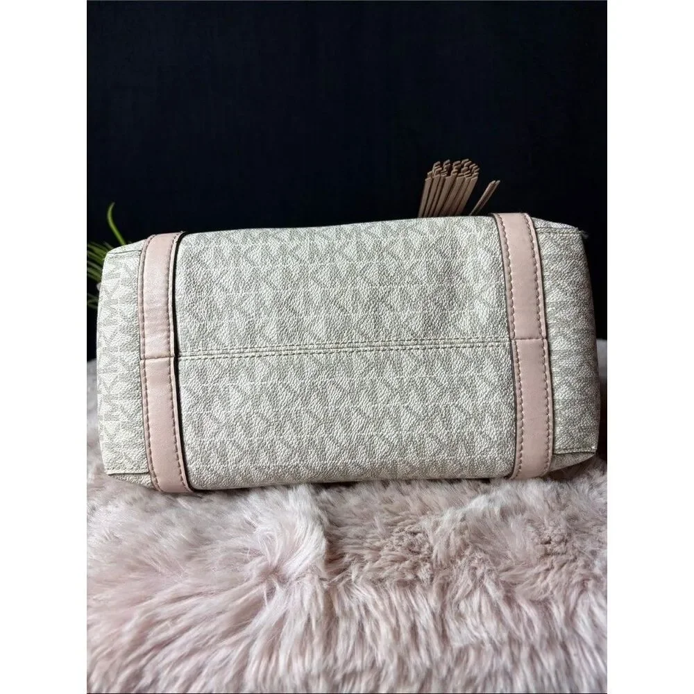Michael Kors Sullivan Small Logo Top-Zip Tote Bag - Vanilla / Soft Pink Blush
